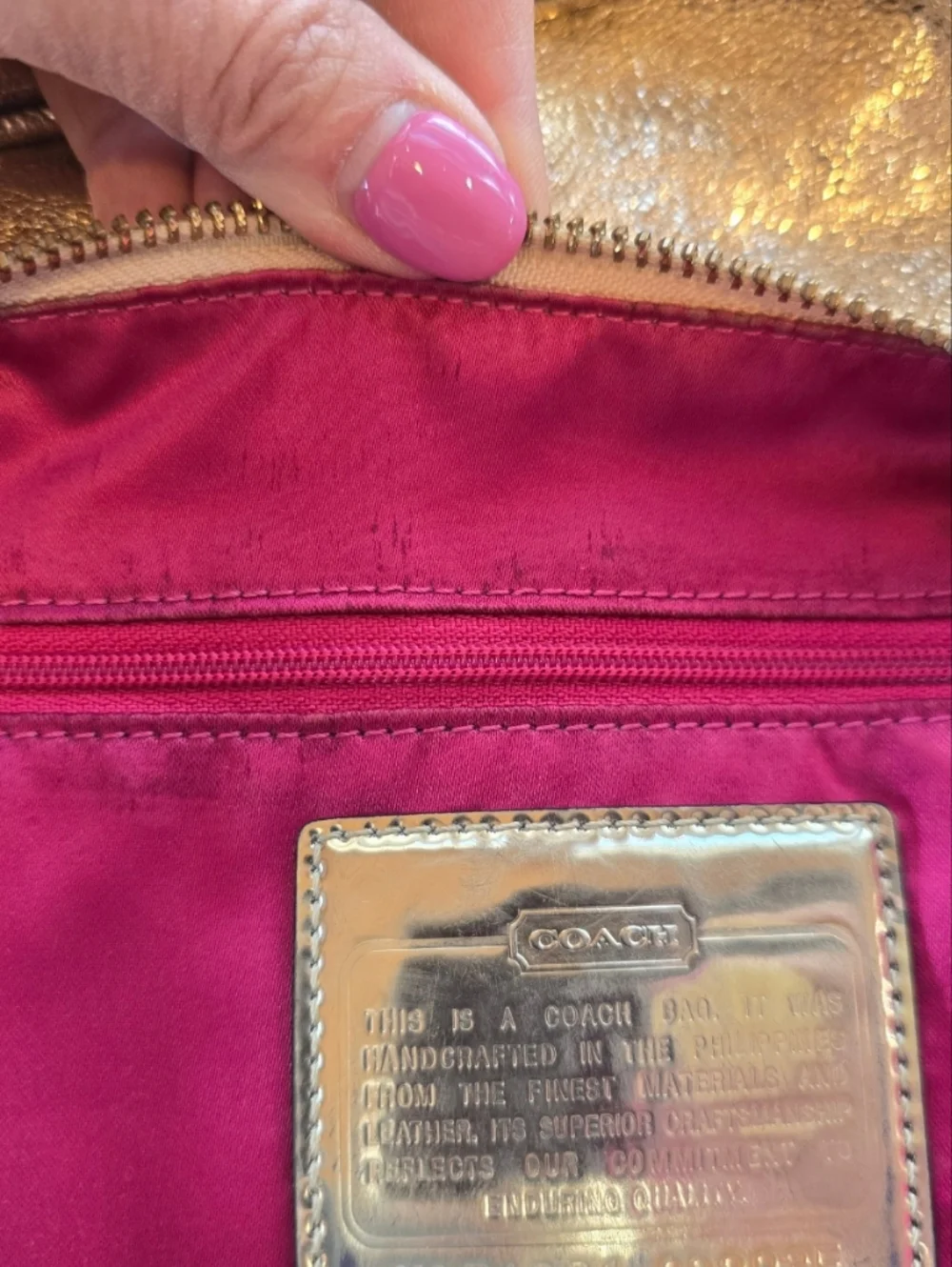 Coach Poppy Groovy Metallic Gold Leather Shoulder Bag Crossbody - Picture 17 of 17